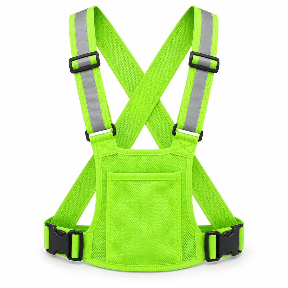 Bretelles réfléchissantes avec poche frontale Vert fluo – Universel trottinette