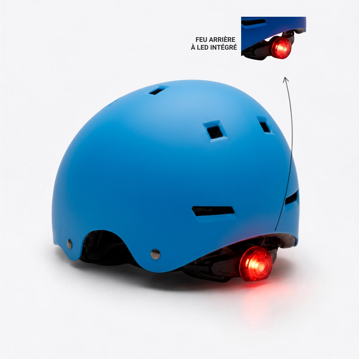Casque bleu avec feu arrière - Trottinette électrique