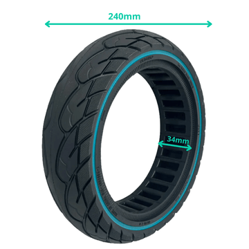 Pneu plein anti - crevaison 10x2,5 - 6 (34mm) - Liseré bleu - Trot'Nation