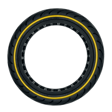 Pneu plein anti - crevaison 10x2,5 - 6 (34mm) - Liseré jaune - Trot'Nation