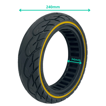 Pneu plein anti - crevaison 10x2,5 - 6 (34mm) - Liseré jaune - Trot'Nation