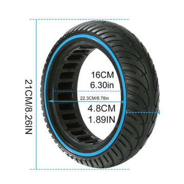 Pneu plein anti - crevaison 8,5" (8,5x2 - 6,1) - Liseré bleu - Trot'Nation