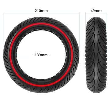 Pneu plein anti - crevaison 8,5" (8,5x2 - 6,1) – Liseré rouge - Trot'Nation