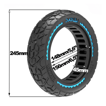 Pneu plein anti - crevaison "Offroad" 10x2,5 - 6,5 (60/70 - 6,5) - Bleu - Trot'Nation