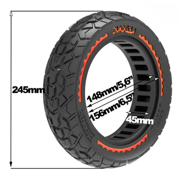 Pneu plein anti - crevaison "Offroad" 10x2,5 - 6,5 (60/70 - 6,5) - Rouge - Trot'Nation