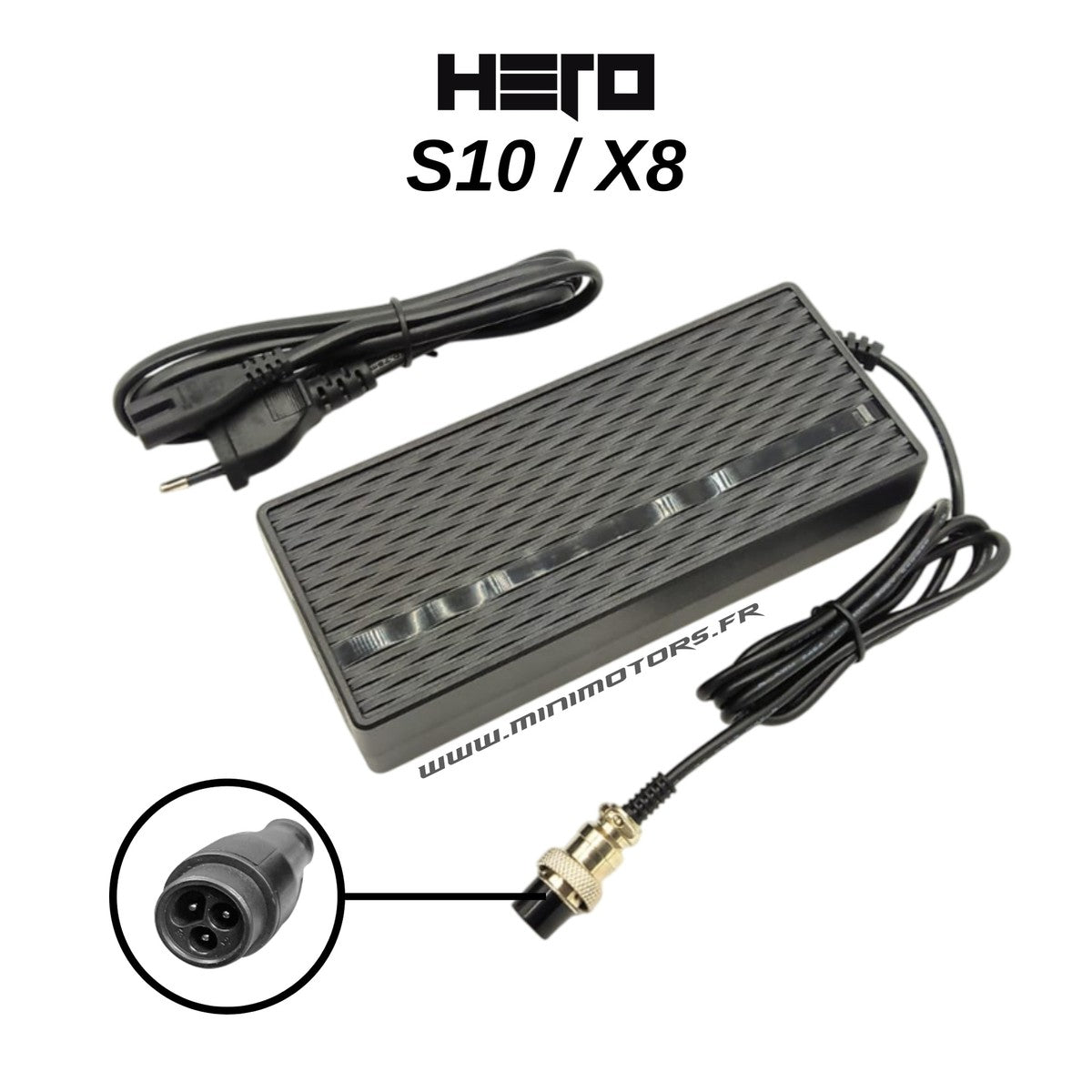 Chargeur 48V (54.6V 2A) – Hero S8, S9 & compatibles